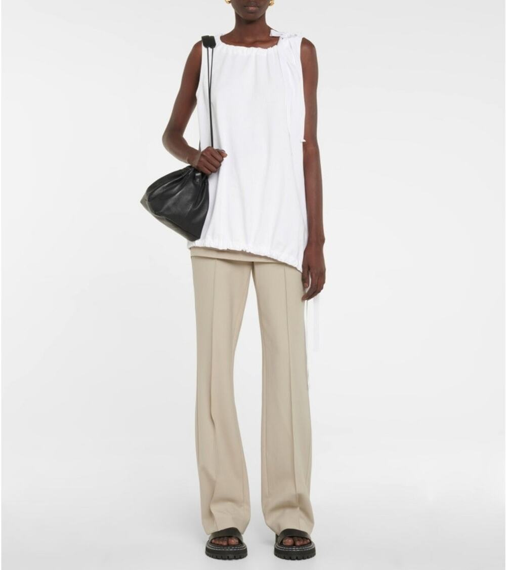 NWT Sportmax 'Beato' White 100% Cotton Jersey Bow Tie Tank Top Sz S